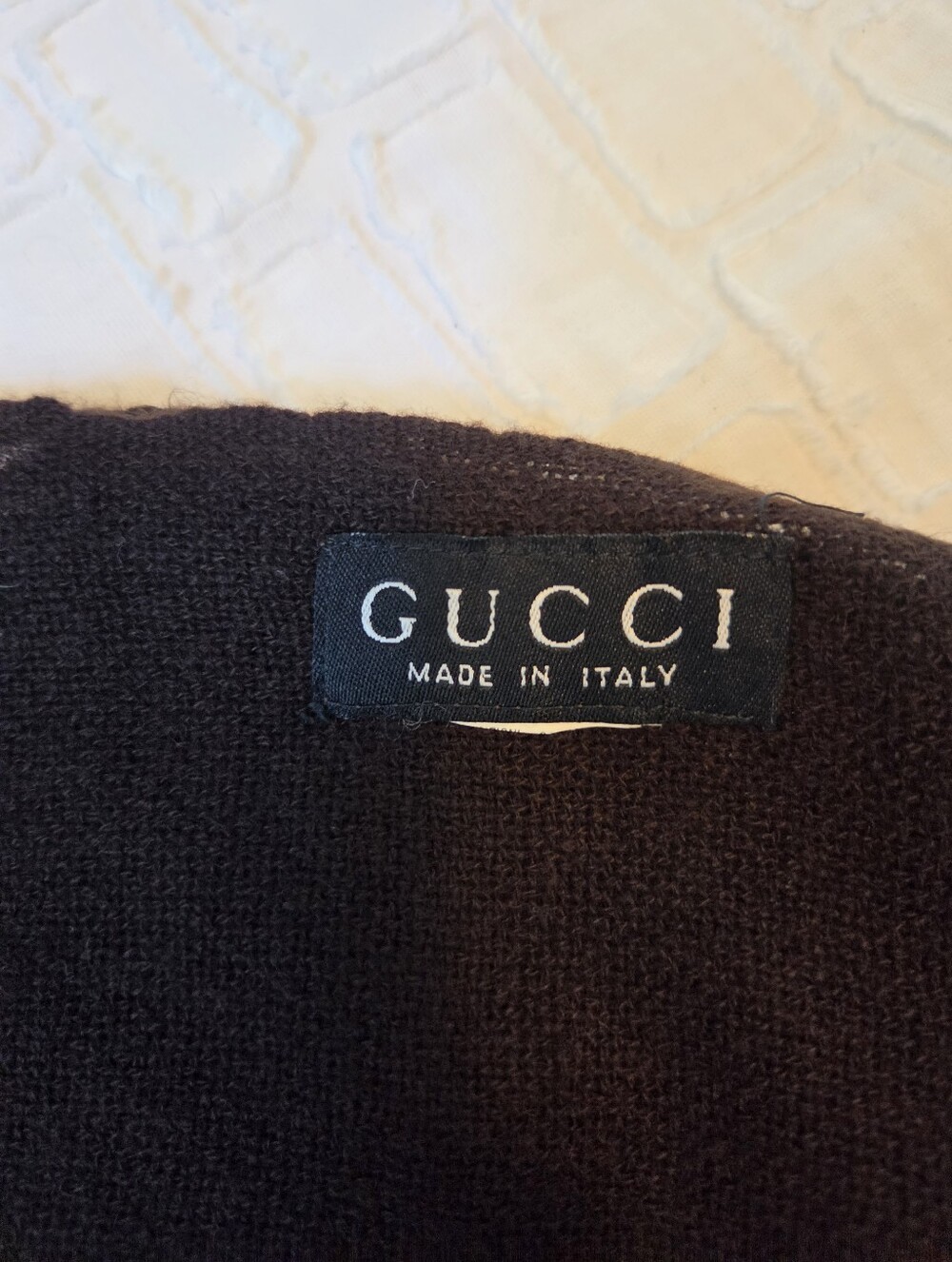 Gucci Brown Knit Scarf Long Beautiful Label Cashmere